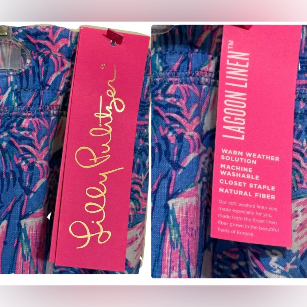 LILLY PULITZER Deri Linen Palazzo Boca Blue Its A Sailabration Pant Size XL NWT - Picture 15 of 16